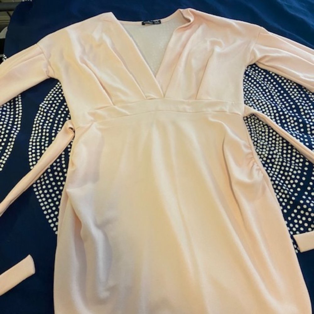 BooHoo Maternity Pink Quarter Length Sleeve Midi Dress - Size 16